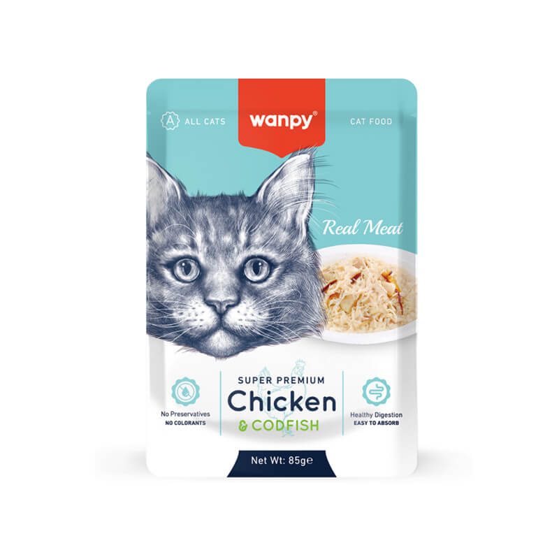 غذای پوچ گربه «ونپی» مدل مرغ و کدفیش (85 گرم) (بسته‌بندی جدید)